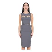 Grijze Midi Jurk met Cut Out Elisabetta Franchi , Gray , Dames