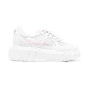 Witte Mesh Sleehak Sneakers AGL , White , Dames
