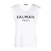 Sleeveless Tops Balmain , White , Dames