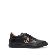 Zwarte leren lage sneakers crest Billionaire , Black , Heren