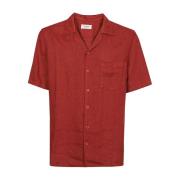 Bruine korte mouwen overhemd met zak Tela Genova , Red , Heren