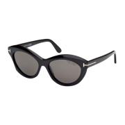 Ovale Zwarte Zonnebril Tom Ford , Black , Dames