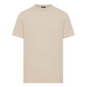 Katoenen Crêpe Gebreid T-shirt Boggi Milano , Beige , Heren