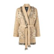 Luxe Beige Cashmere Fringe Cardigan Alanui , Beige , Dames