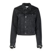 Zwarte Denim Jas met Kettingdetail JW Anderson , Black , Dames