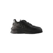 Pre-owned Leather sneakers Versace Pre-owned , Black , Dames