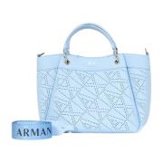 Blauwe Gehamerde Shopper Tas Armani Exchange , Blue , Dames