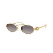 Dames Ovale Gouden Zonnebril Miu Miu , Yellow , Dames