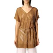 Lurex Maxi Trui met Open Structuur Twinset , Brown , Dames