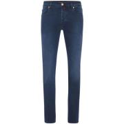 Super Straight Blauwe Denim Jeans Billionaire , Blue , Heren