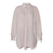 Elegant Silver Mink Geplooide Shirt Bruuns Bazaar , Beige , Dames