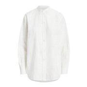 Geborduurd Mao Kraag Overhemd Polo Ralph Lauren , White , Dames