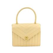 Pre-owned Leather chanel-bags Chanel Vintage , Beige , Dames