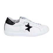 Witte en zwarte pailletten sneakers 2Star , White , Dames