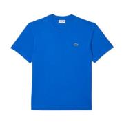 Klassiek Katoenen Jersey T-Shirt (Blauw) Lacoste , Blue , Heren
