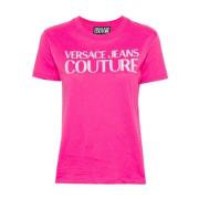 Iconisch Logo T-shirt Versace Jeans Couture , Pink , Dames