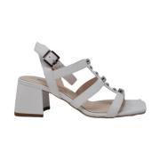 Casual Wit Leren Dames Sandalen Nerogiardini , White , Dames