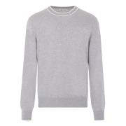 Grijze Katoenen Gebreide Pullover Sweater Brunello Cucinelli , Gray , ...
