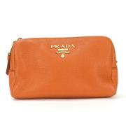 Pre-owned Leather clutches Prada Vintage , Orange , Dames