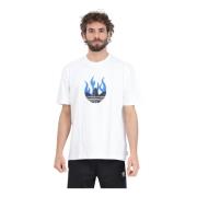 Wit Flames Logo T-shirt Adidas Originals , White , Heren