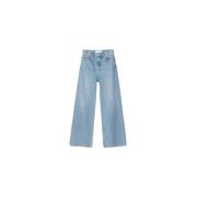 Cropped High Waist Wijde Pijp Jeans Samsøe Samsøe , Blue , Dames