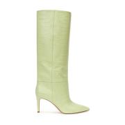 Kniehoge Stiletto Boot in Cocco Print Paris Texas , Green , Dames