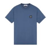 Korte Mouw Blauw Logo T-Shirt Stone Island , Blue , Heren