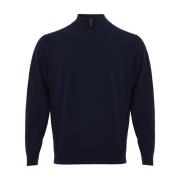 Marineblauwe Cashmere Half Zip Trui Colombo , Blue , Heren