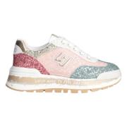 Roze Glitter Platte Sneakers Liu Jo , Multicolor , Dames