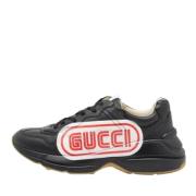 Pre-owned Leather sneakers Gucci Vintage , Black , Heren