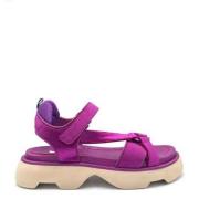 Fluweel sandaal met klittenbandsluiting Jeannot , Purple , Dames