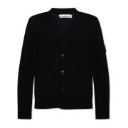 Cardigan met logo Stone Island , Black , Heren