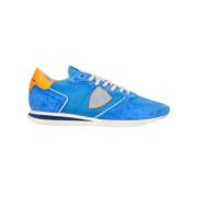 Blauw/Oranje Leren Sneakers met Contrast Kraag Philippe Model , Blue ,...