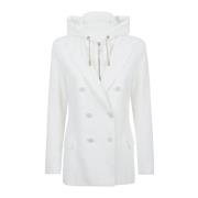 Dubbelbreasted jas met afneembare capuchon Eleventy , White , Dames