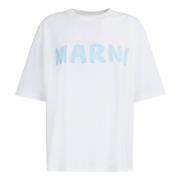Logo Print Oversized Tshirt Marni , White , Dames