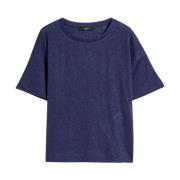Linnen T-shirt met zijsplitten Max Mara Weekend , Blue , Dames