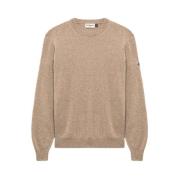 Denim Patch Crewneck Sweater Roy Roger's , Beige , Heren