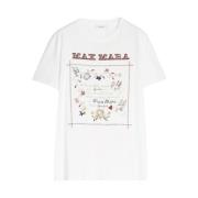 Katoenen T-shirt met korte mouwen en logo Max Mara , White , Dames