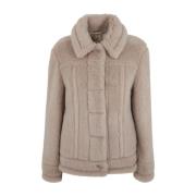 Faux Fur Shearling Jassen, Blijf Warm en Stijlvol met de 002 Beige Ted...