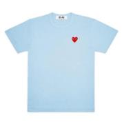 Rood Blauw Hart T-shirt Comme des Garçons Play , Blue , Heren