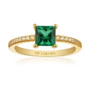 Quadrato Groene Zirkonia Ring Sif Jakobs Jewellery , Yellow , Dames