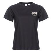T-shirt met mini geborduurd Love Birds logo Pinko , Black , Dames