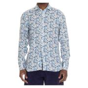 Bloemen Linnen Maatwerk Shirt Barba , Multicolor , Heren