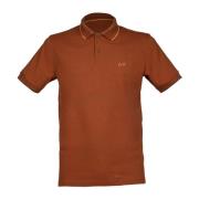 Roest Gestreepte Kraag Polo Shirt Sun68 , Brown , Heren