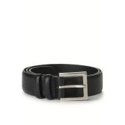 Zwart Saffiano Leren Riem Zilveren Gesp Orciani , Black , Heren