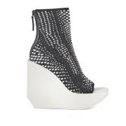 Grafische Geweven Platform Bootie met Sleehak United Nude , Black , Da...