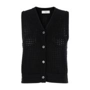 Sleeveless Knitwear Dunst , Black , Dames