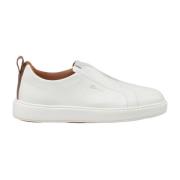 Handgemaakte Leren Slip-On Sneaker Santoni , White , Heren