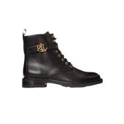 Eldridge Leren Enkellaarsjes Ralph Lauren , Black , Dames