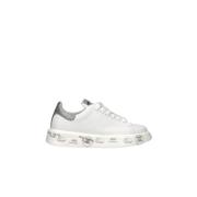 Wit leren glitter sneakers voor dames Premiata , White , Dames